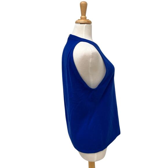 Black Saks Fifth Avenue Top Sz M 100% Blue Cashmere Halter Pullover Careerwear - Picture 3 of 9
